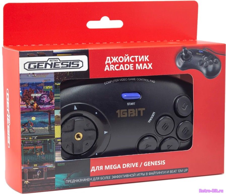 Фото #2 товара Геймпад Retro Genesis Controller 16 Bit Arcade Max, черный