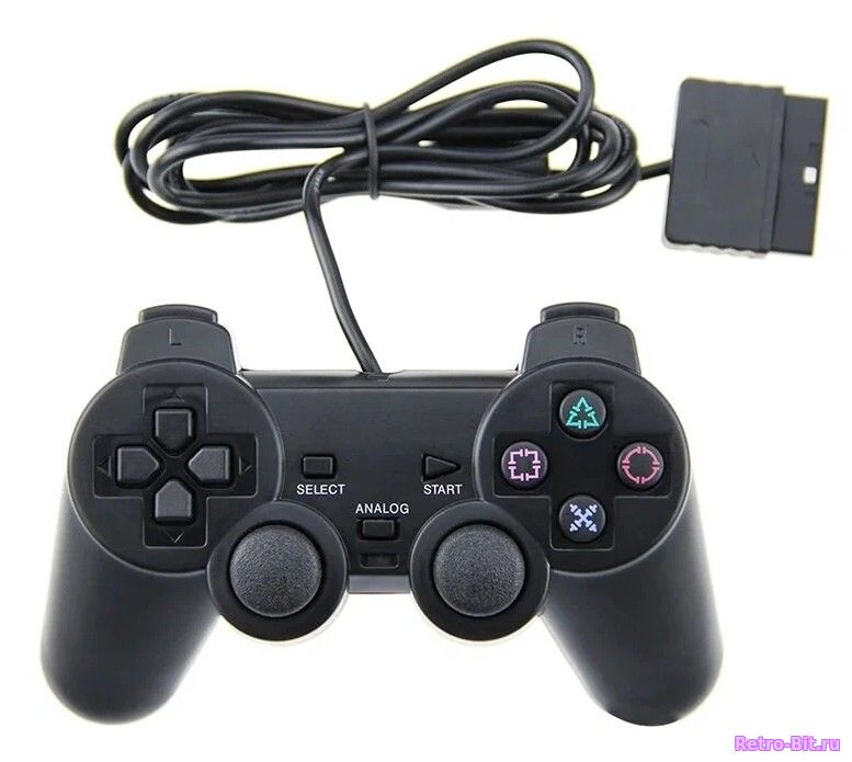 купить Игровой джойстик / геймпад / контроллер проводной для консоли / приставки PS2 вибрационный, черный