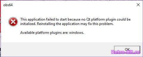 OBS. This application failed. Qt platform plugin