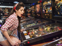 Girl in pinball athens museum