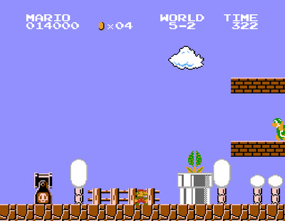 «Звезда неуязвимости» в мире 5-2 в игре «Super Mario bros.» на Денди