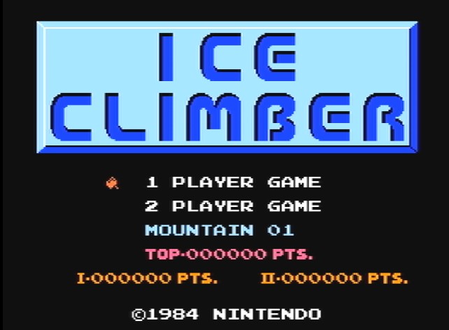 Титульный экран из игры Ice Climber / Айс Клаймбер (Альпинист Льдов)