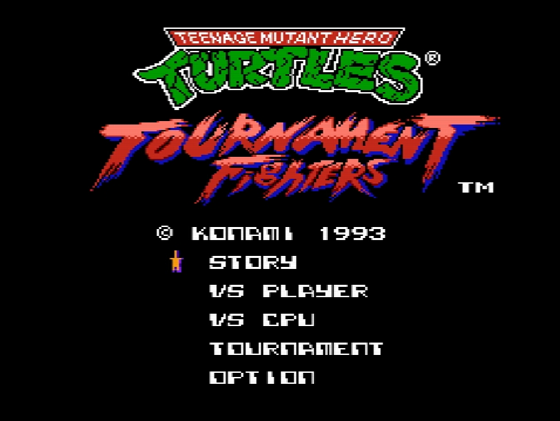 Титульный экран из игры Teenage Mutant Ninja Turtles: Tournament Fighters / Черепашки-Ниндзя: Турнир бойцов