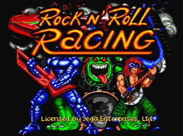 Титульный экран из игры Rock n' Roll Racing / Рок н' Рольные Гонки