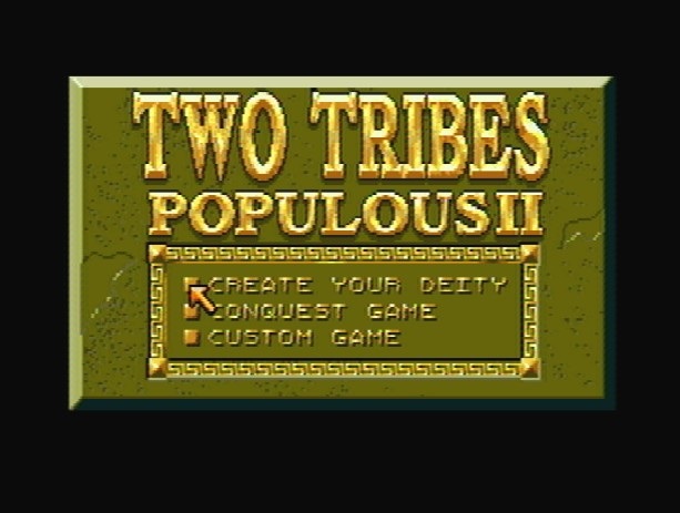 Титульный экран из игры Populous 2. Two Tribes / Популоус 2. Ту Трайбс