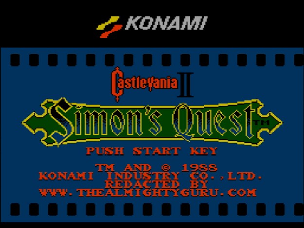 Титульный экран из игры Castlevania II: Simon's Quest (Redaction)