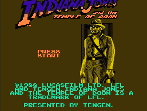 Титульный экран из игры Indiana Jones and the Temple of Doom / Индиана Джонс Темпл ов Дум (Индиана Джонс и Храм Судьбы)