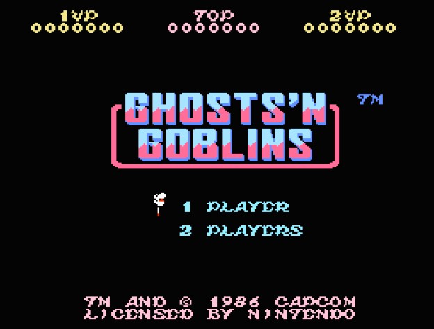 Титульный экран из игры Ghosts'n Goblins / Гоустс эн Гоблинс (Призраки и Гоблины)