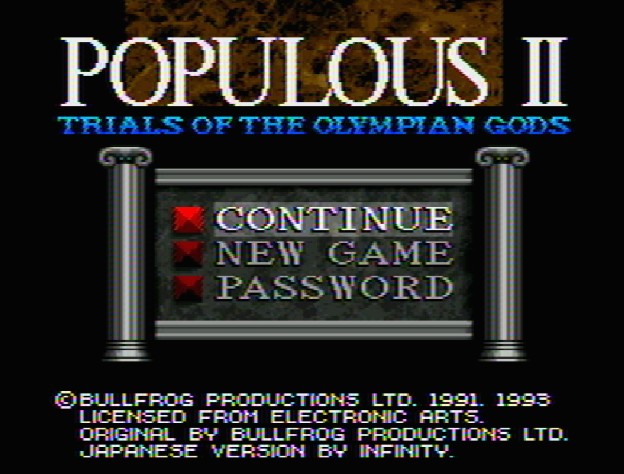 Титульный экран из игры Populous II - Trials of the Olympian Gods / Популяция 2 Триалс ов Олимпиан Годс