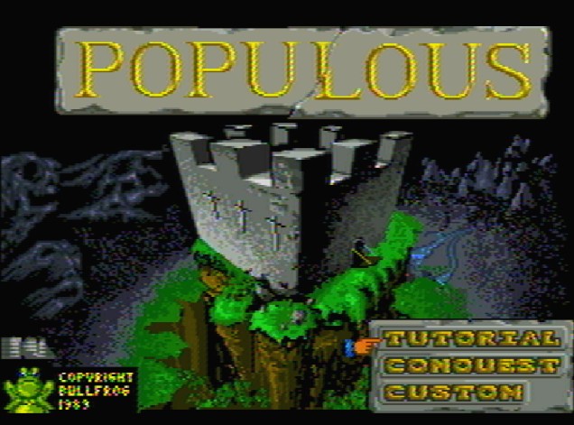 Титульный экран из игры Populous / Популяция