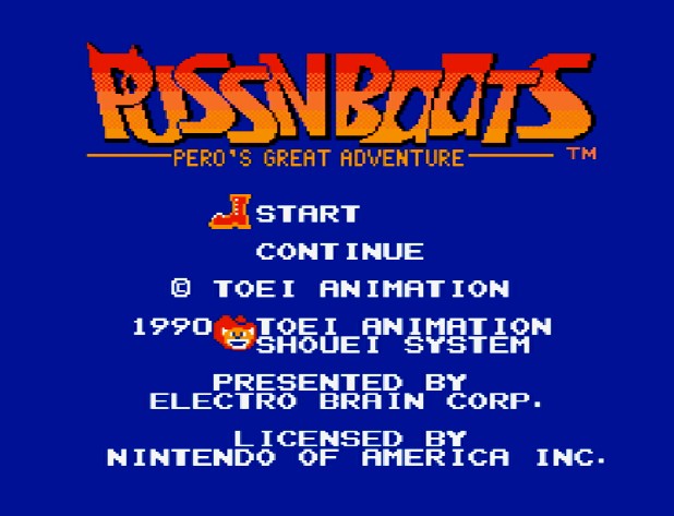 Титульный экран из игры Puss 'n Boots: Pero's Great Adventure / Пусс 'н Бутс: Перо Грит Адвенчерс