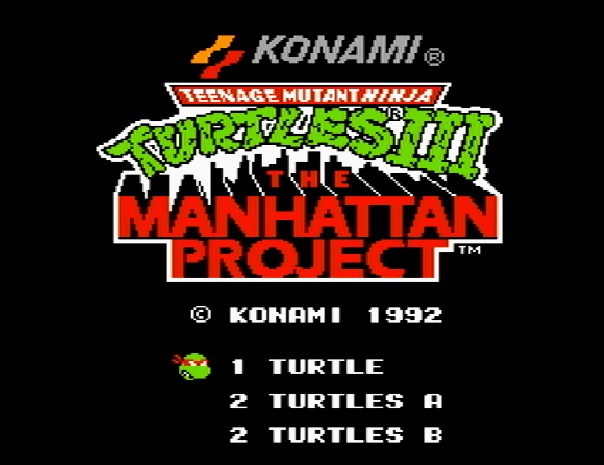 Титульный экран из игры Teenage Mutant Ninja Turtles III: The Manhattan Project / Черепашки Ниндзя 3 Манхеттенский Проект