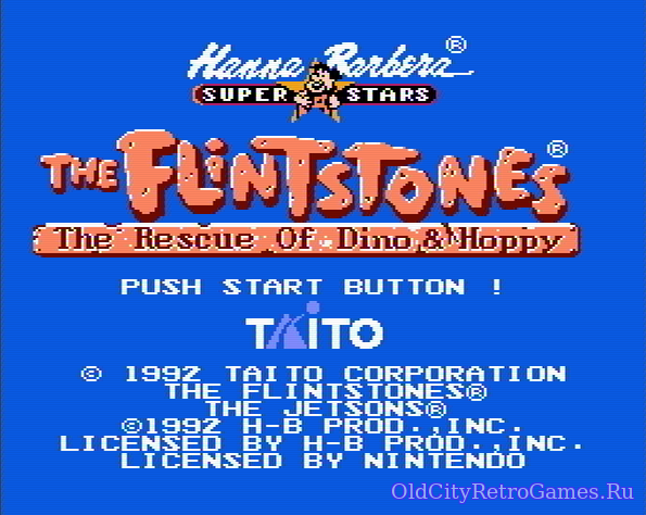 Титульный экран из игры Flintstones the: The Rescue of Dino & Hoppy / Флинтстоуны: Спасение Дино и Хоппи