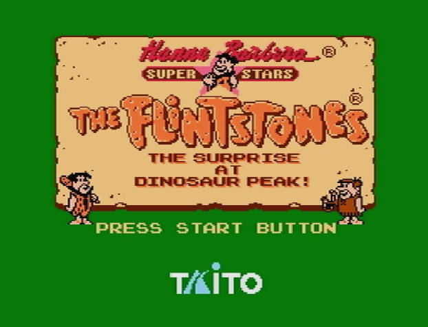 Титульный экран из игры Flintstones the: the Surprise at Dinosaur Peak! / Флинтстоуны: Сюрприз на Пике у Динозавра