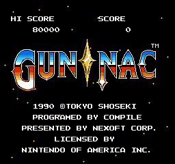 Титульный экран из игры Gun-Nac / ガンナック, Gan-Nakku
