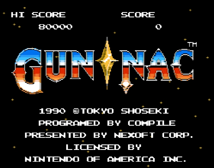 Титульный экран из игры Gun-Nac / Ган-Нак