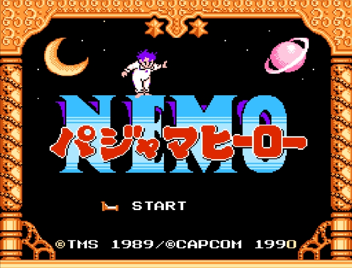 Титульный экран из игры Pajama Hero Nemo / パジャマヒーロー (NEMO, Падзяма Хиро Нимо) Little Nemo: The Dream Master