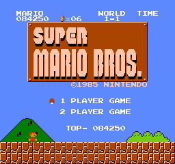 Титульный экран из игры Super Mario Bros. / Супер Марио Брос.